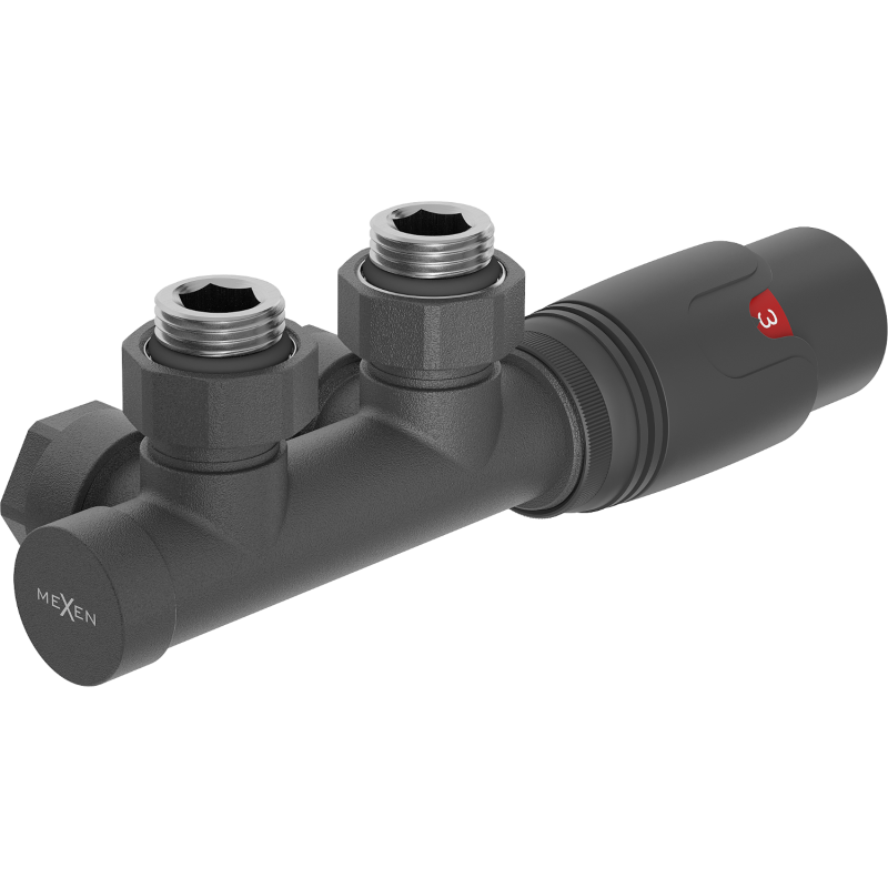 Mexen G00 angled thermostatic set, Duplex, DN50, anthracite - W907-900-66