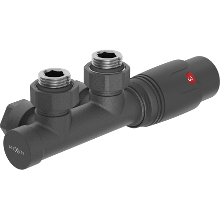 Mexen G00 ensemble thermostatique angulaire, Duplex, DN50, anthracite - W907-900-66