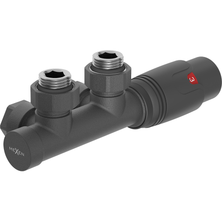 Mexen G00 hoekthermostaatset, Duplex, DN50, antraciet - W907-900-66