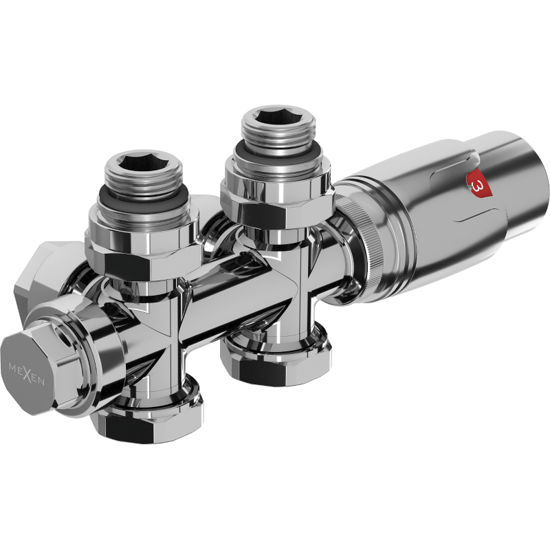 Mexen G00 angled/straight thermostatic set, Duplex, DN50, chrome - W908-900-01