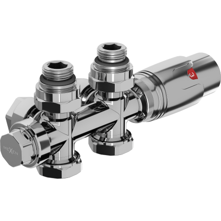 Mexen G00 angled/straight thermostatic set, Duplex, DN50, chrome - W908-900-01