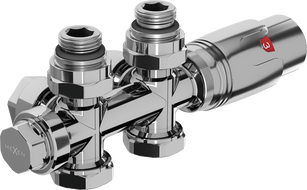 Mexen G00 angled/straight thermostatic set, Duplex, DN50, chrome - W908-900-01