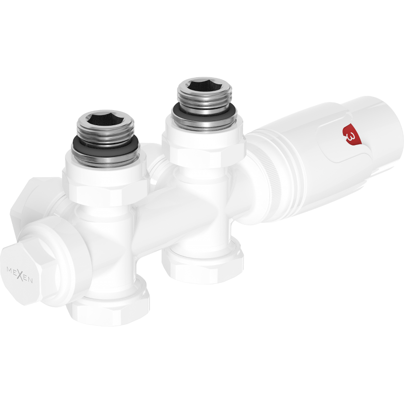 Mexen G00 angled/straight thermostatic set, Duplex, DN50, white - W908-900-20