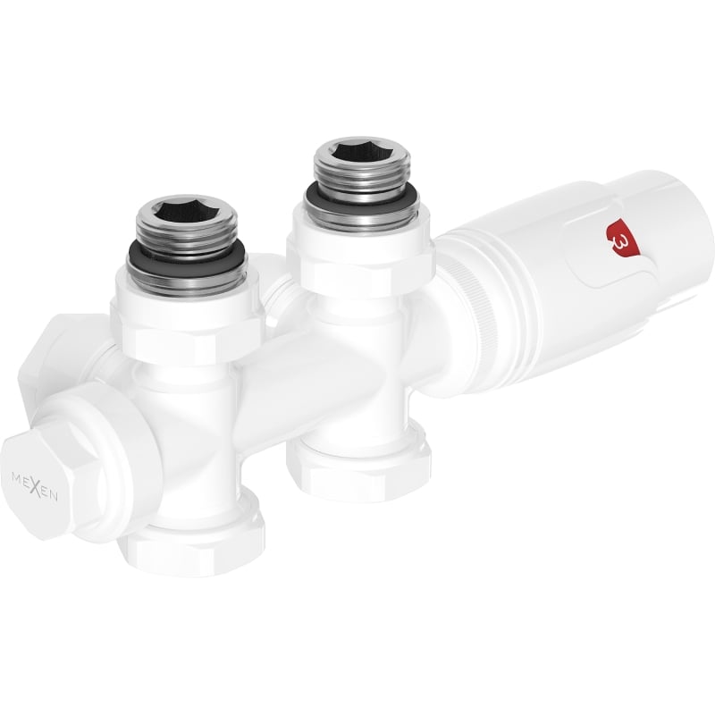 Mexen G00 termostaatiline komplekt nurga-/sirge, Duplex, DN50, valge - W908-900-20
