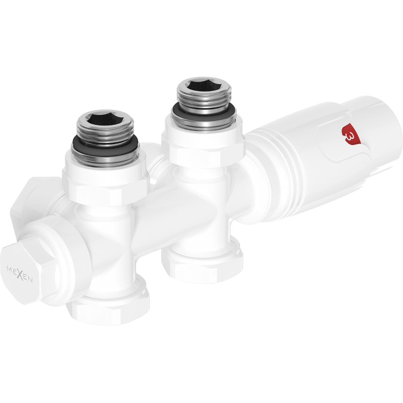 Mexen G00 termostaattisarja kulma-/suora, Duplex, DN50, valkoinen - W908-900-20