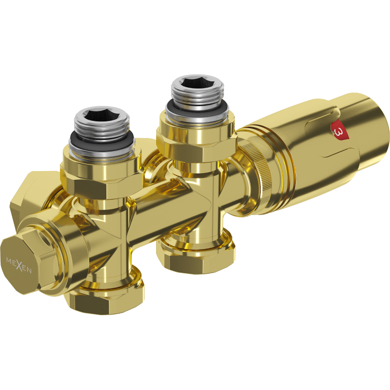 Mexen G00 kulmasuora termostaattisarja, Duplex, DN50, kultainen - W908-900-50