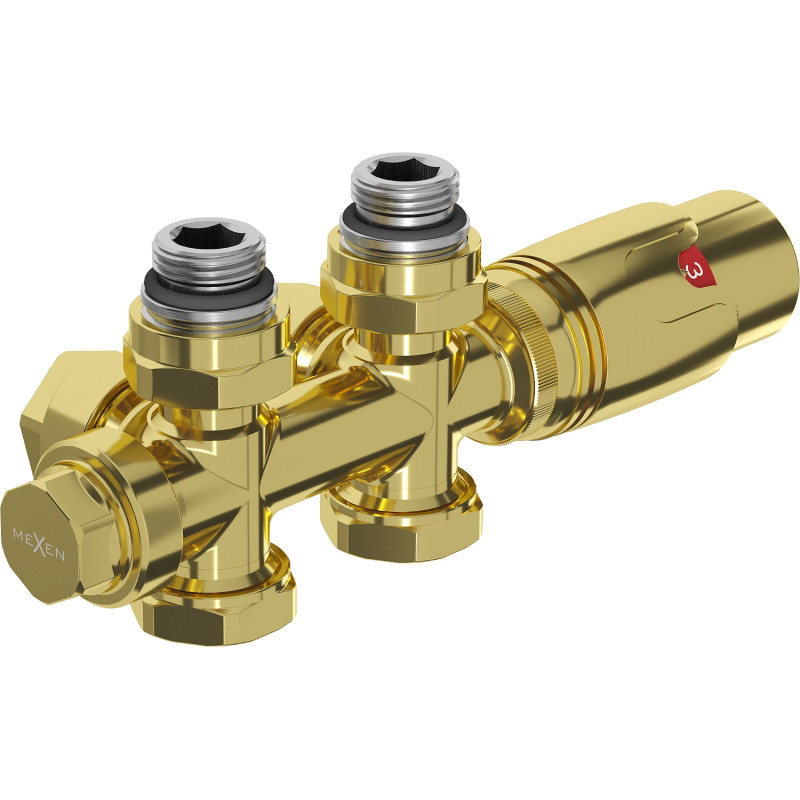 Mexen G00 kutni/ravni termostatski set, Duplex, DN50, zlatni - W908-900-50