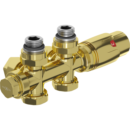 Mexen G00 ensemble thermostatique coudé/droit, Duplex, DN50, doré - W908-900-50