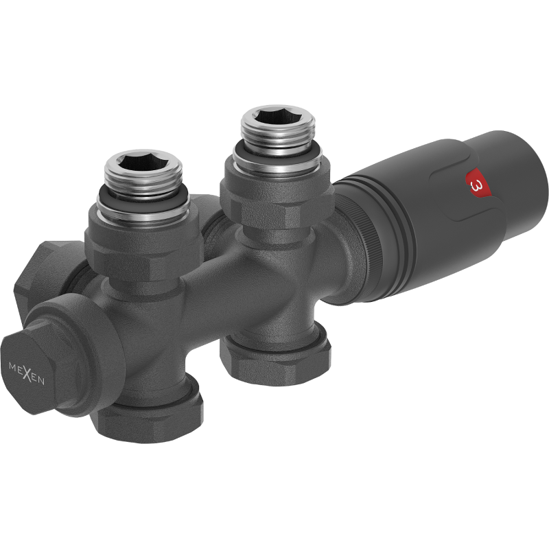 Mexen G00 set termostatico angolare/dritto, Duplex, DN50, antracite - W908-900-66
