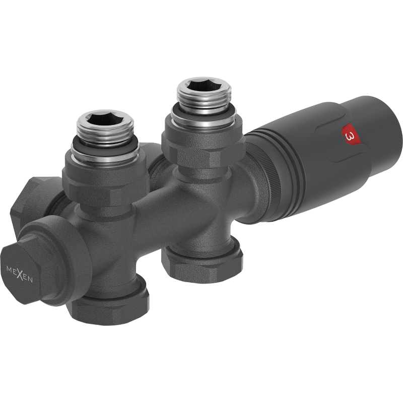 Mexen G00 termostaattisarja kulma/suora, Duplex, DN50, antrasiitti - W908-900-66