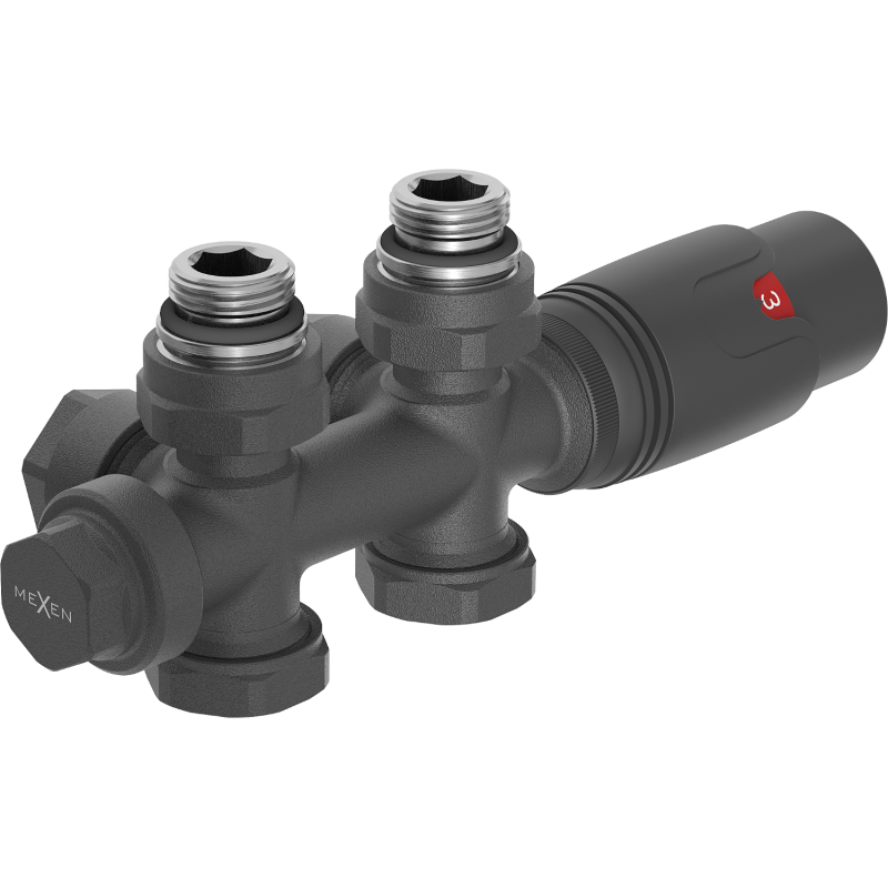 Mexen G00 thermostaatset hoekig/recht, Duplex, DN50, antraciet - W908-900-66