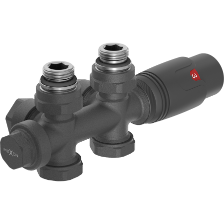 Mexen G00 angular/straight thermostatic set, Duplex, DN50, anthracite - W908-900-66