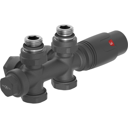 Mexen G00 termostatski komplet kotni/ravni, Duplex, DN50, antracit - W908-900-66