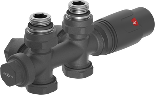 Mexen G00 thermostatisches Set Winkel/Gerade, Duplex, DN50, anthrazit - W908-900-66