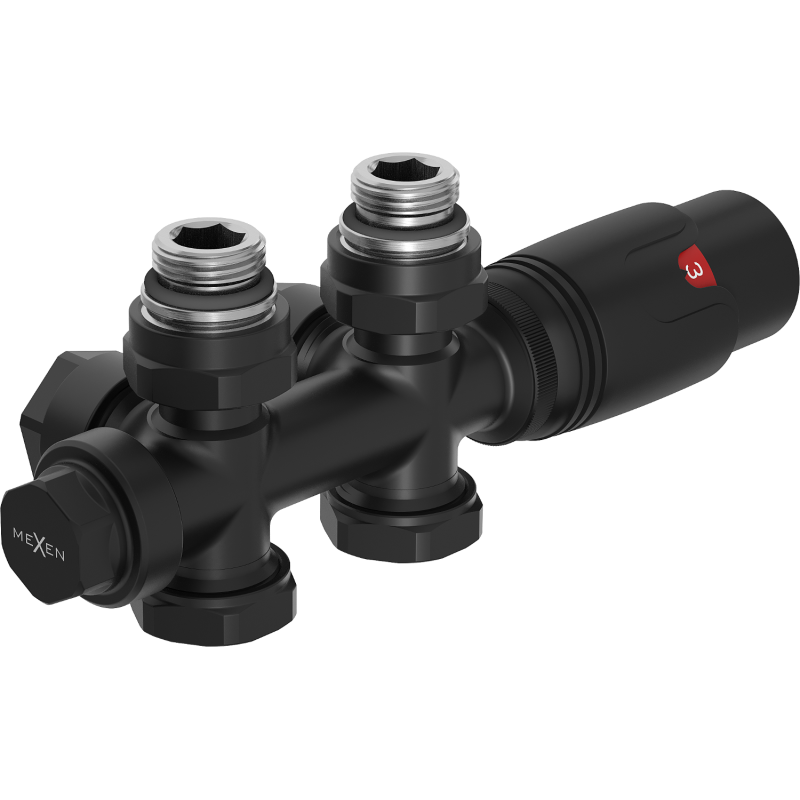 Mexen G00 jeu thermostatique angulaire/droit, Duplex, DN50, noir - W908-900-70