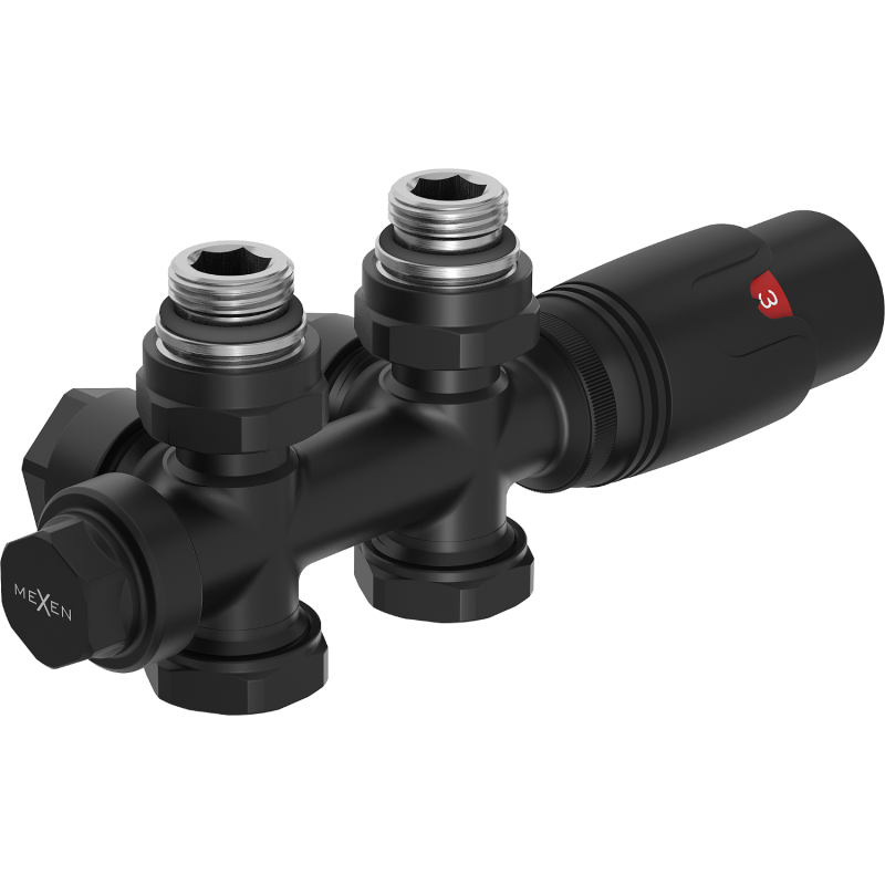 Mexen G00 set termostatico angolare/dritto, Duplex, DN50, nero - W908-900-70