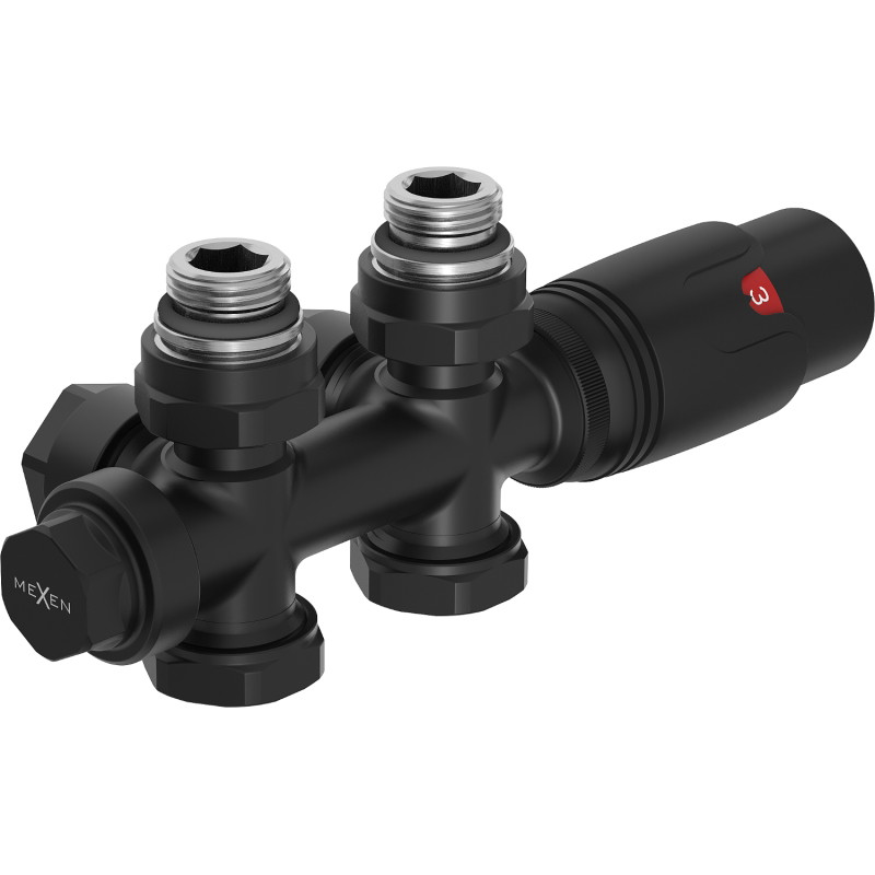 Mexen G00 termostaatiline komplekt nurk/põhiline, Duplex, DN50, must - W908-900-70
