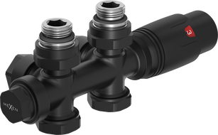 Mexen G00 termostatski set kutni/ravni, Duplex, DN50, crni - W908-900-70