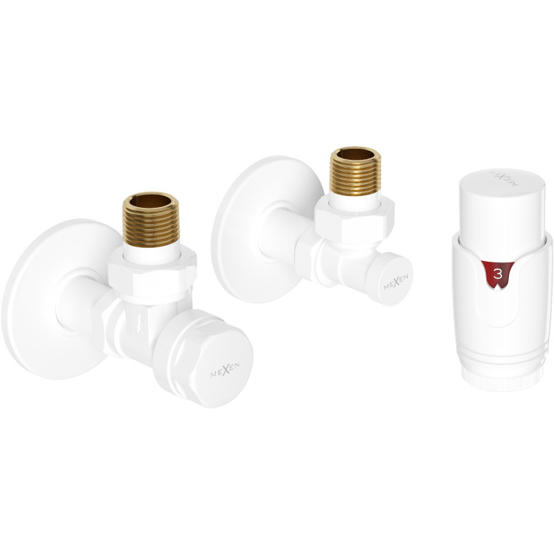 Mexen G00 kutni termostatski set s maskom R, bijeli - W901-900-904-20