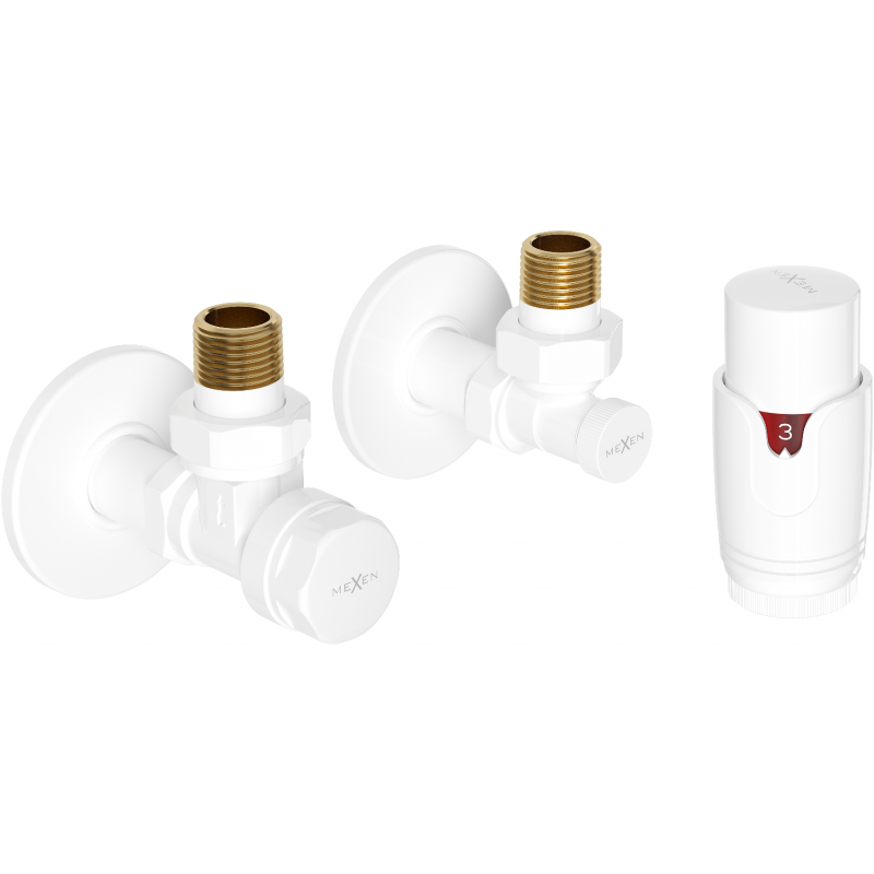Mexen G00 Thermostat-Set Eckventil mit Abdeckung R, weiß - W901-900-904-20