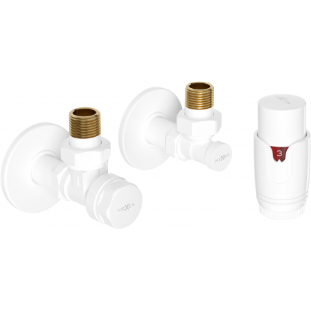 Mexen G00 kutni termostatski set s maskom R, bijeli - W901-900-904-20