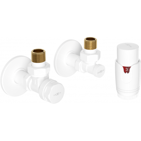 Mexen G00 Thermostat-Set Eckventil mit Abdeckung R, weiß - W901-900-904-20