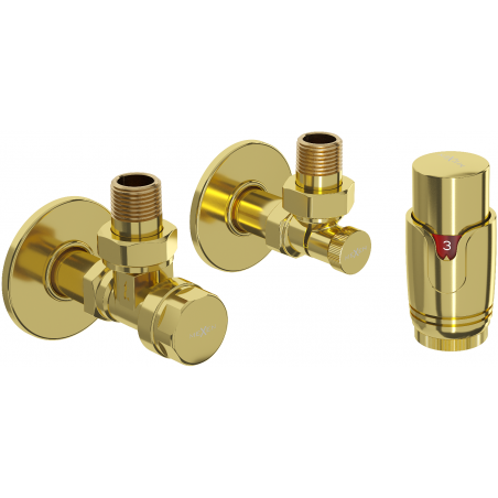Mexen G00 hoekige thermostaatset met sierkap R, goud - W901-900-904-50