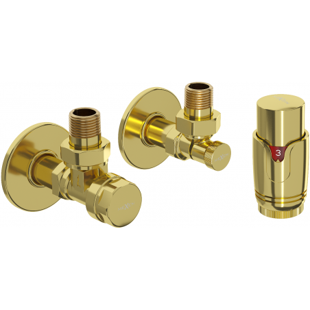 Mexen G00 Thermostat-Set, Eckversion, mit Rosette, Gold - W901-900-904-50