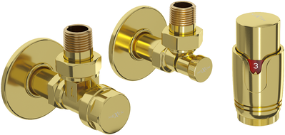 Mexen G00 conjunto termostático angular con cubreembellecedor R, dorado - W901-900-904-50