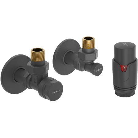 Mexen G00 ensemble thermostatique angulaire avec rosace R, anthracite - W901-900-904-66