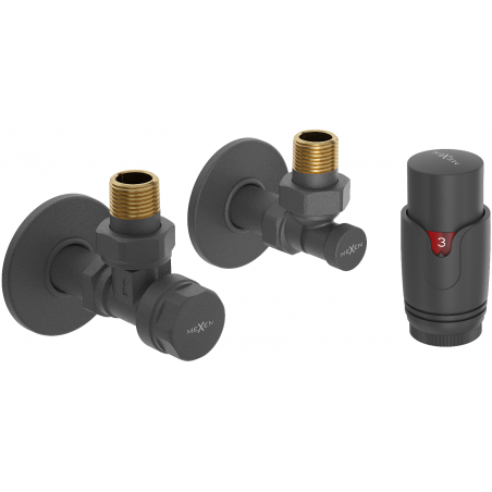 Mexen G00 hoek thermostaatset met afdekplaat R, antraciet - W901-900-904-66