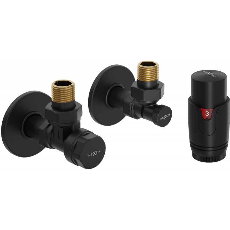 Mexen G00 Thermostat-Set, abgewinkelt mit Abdeckung R, schwarz - W901-900-904-70
