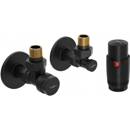 Mexen G00 Thermostat-Set, abgewinkelt mit Abdeckung R, schwarz - W901-900-904-70