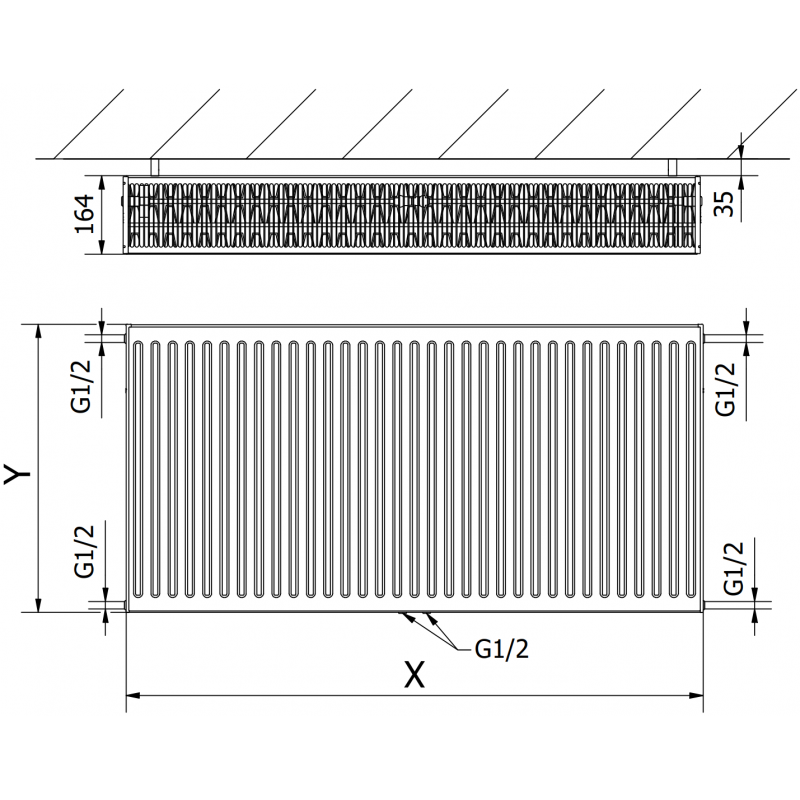 Mexen CC33 grzejnik płytowy 400 x 900 mm, podłączenie dolne środkowe, 1520 W, antracyt - W6C33-040-090-66