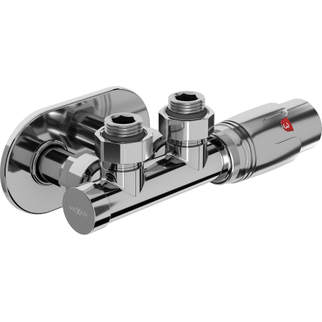 Mexen G00 angled thermostatic set with R cover, Duplex, DN50, chrome - W907-900-905-01