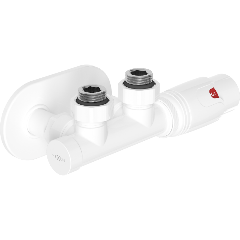 Mexen G00 ensemble thermostatique angulaire avec rosace R, Duplex, DN50, blanc - W907-900-905-20