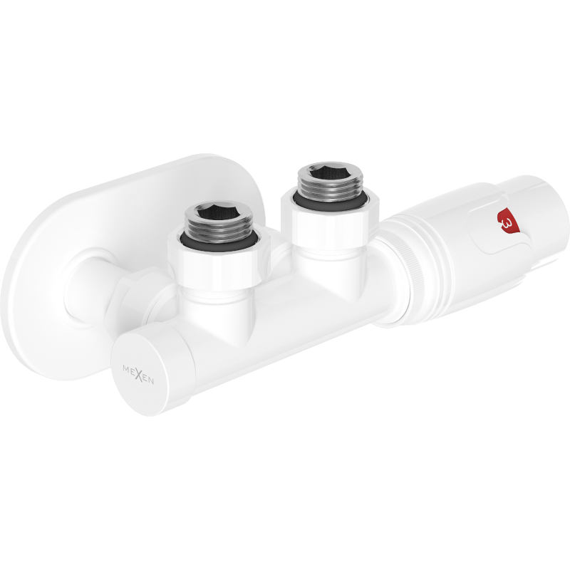 Mexen G00 hoek thermostatische set met afdekplaat R, Duplex, DN50, wit - W907-900-905-20