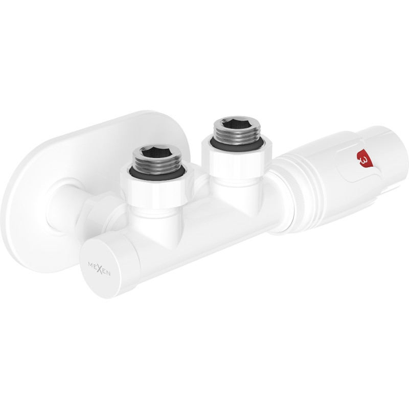 Mexen G00 termostaatiline nurgakomplekt koos katte R, Duplex, DN50, valge - W907-900-905-20
