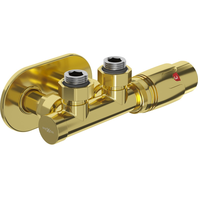 Mexen G00 termostata komplekts leņķa ar pārsegu R, Duplex, DN50, zelta - W907-900-905-50