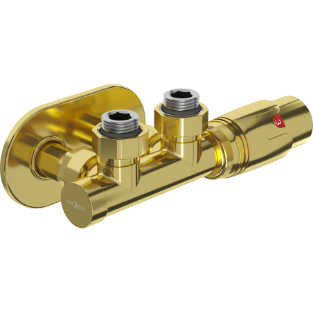 Mexen G00 angular thermostatic set with cover R, Duplex, DN50, gold - W907-900-905-50
