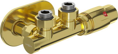 Mexen G00 hoek thermostatisch set met afdekking R, Duplex, DN50, goud - W907-900-905-50