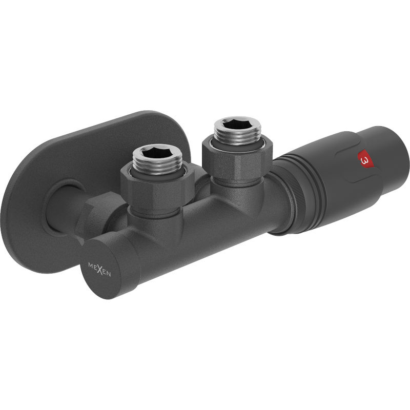 Mexen G00 angled thermostatic set with R cover, Duplex, DN50, anthracite - W907-900-905-66