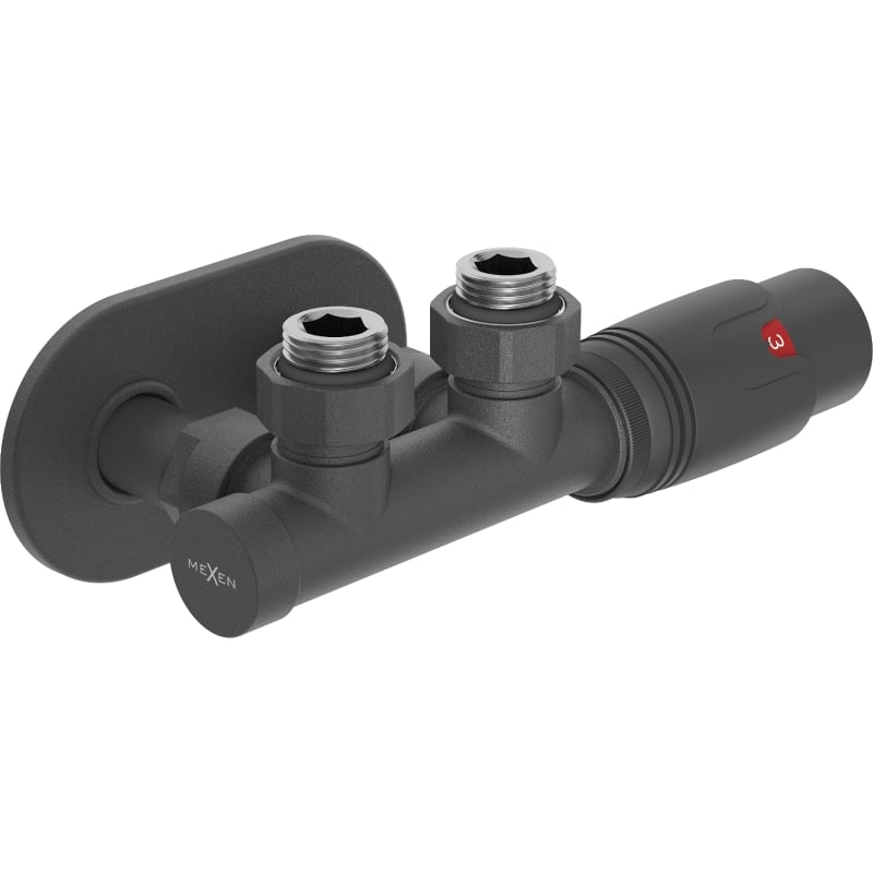 Mexen G00 kosi termostatski kutni set s maskom R, Duplex, DN50, antracit - W907-900-905-66