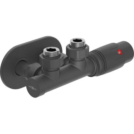 Mexen G00 vinklat termostatset med täckbricka R, Duplex, DN50, antracit - W907-900-905-66