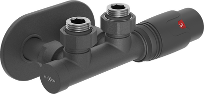 Mexen G00 hoek thermostaat set met rozet R, Duplex, DN50, antraciet - W907-900-905-66
