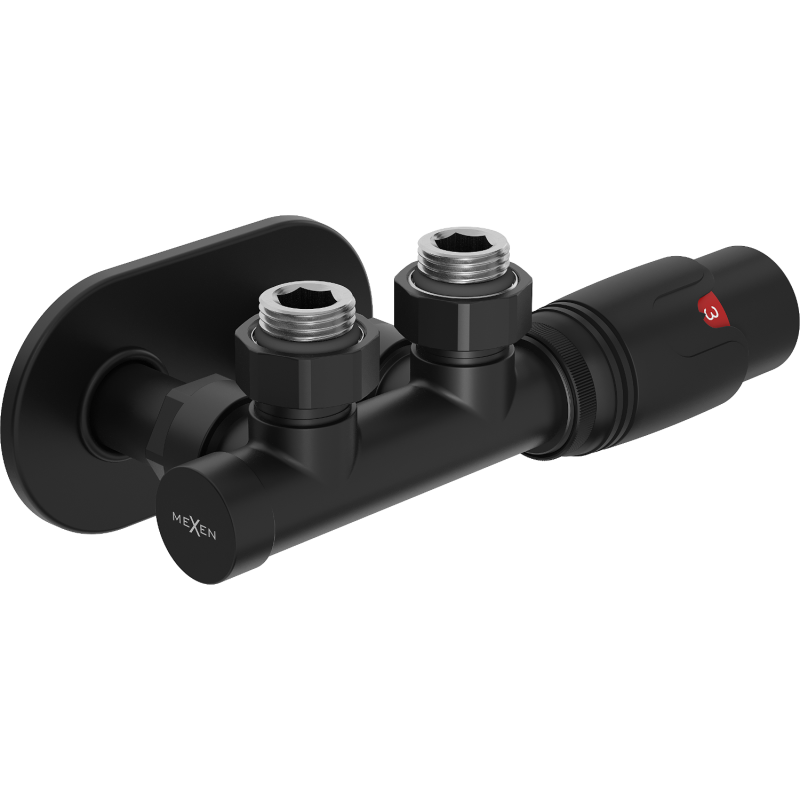 Mexen G00 ensemble thermostatique d'angle avec cache R, Duplex, DN50, noir - W907-900-905-70