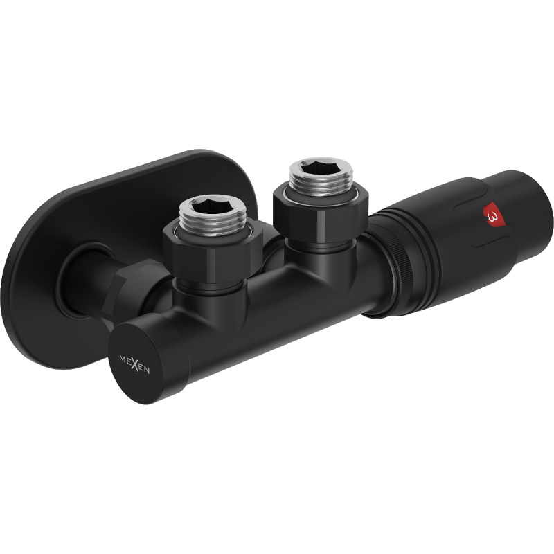 Mexen G00 set termostatico angolare con mascherina R, Duplex, DN50, nero - W907-900-905-70