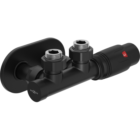 Mexen G00 vinklad termostatset med R-kåpa, Duplex, DN50, svart - W907-900-905-70