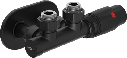 Mexen G00 Thermostat-Set, Eckventil mit Rosette R, Duplex, DN50, schwarz - W907-900-905-70