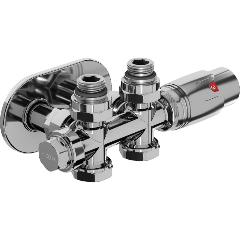 Mexen G00 termostaatiline komplekt nurga-/otsakorgiga, maskiga R, Duplex, DN50, kroom - W908-900-905-01